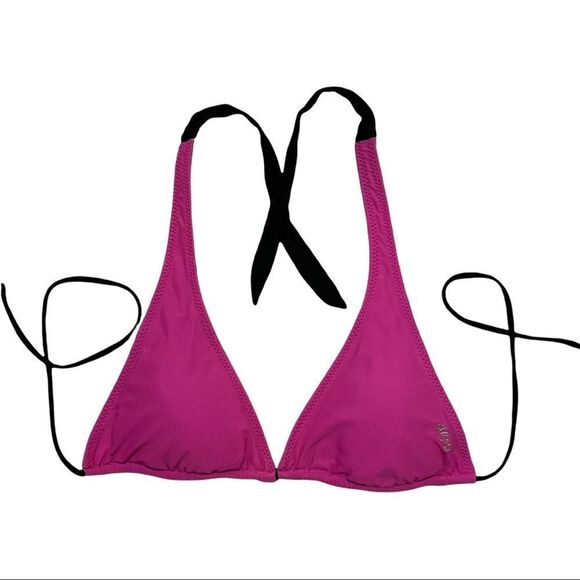 Aeropostale Reversible Pink & Black Triangle Bikini Top Sz S - Picture 2 of 11